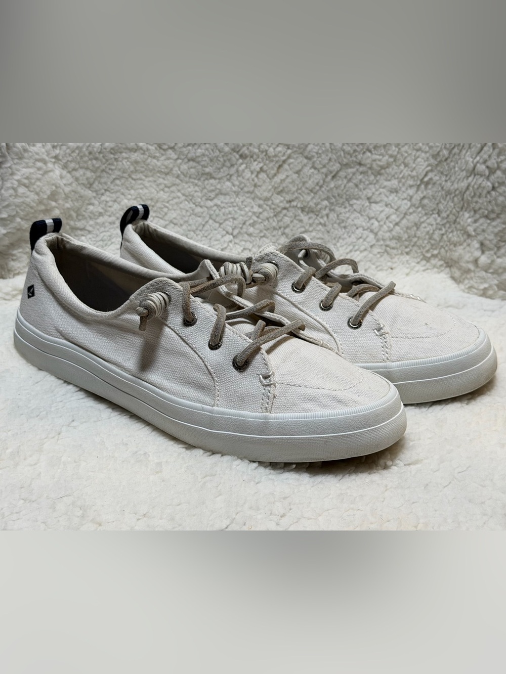 SPERRY Women's Crest Vibe Linen Sneakers White Size 9.5 US Casual Boat Chic Prep